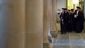 PhD graduation ceremony in the Aula (Old Lutheran Church) of the University of Amsterdam.